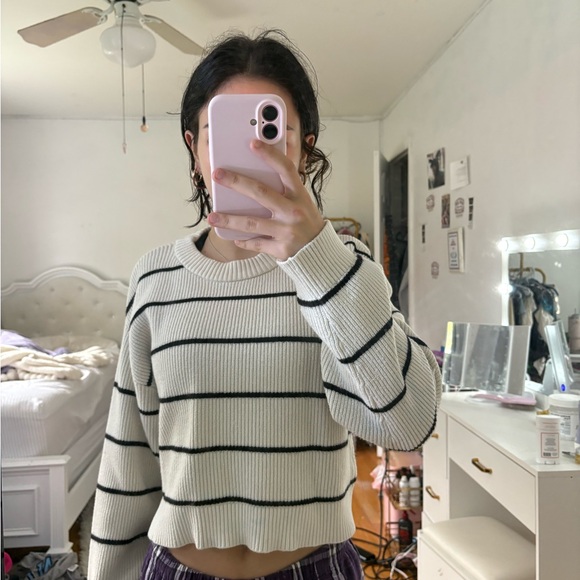 Zara Sweaters - Zara Striped Cream and Black Sweater